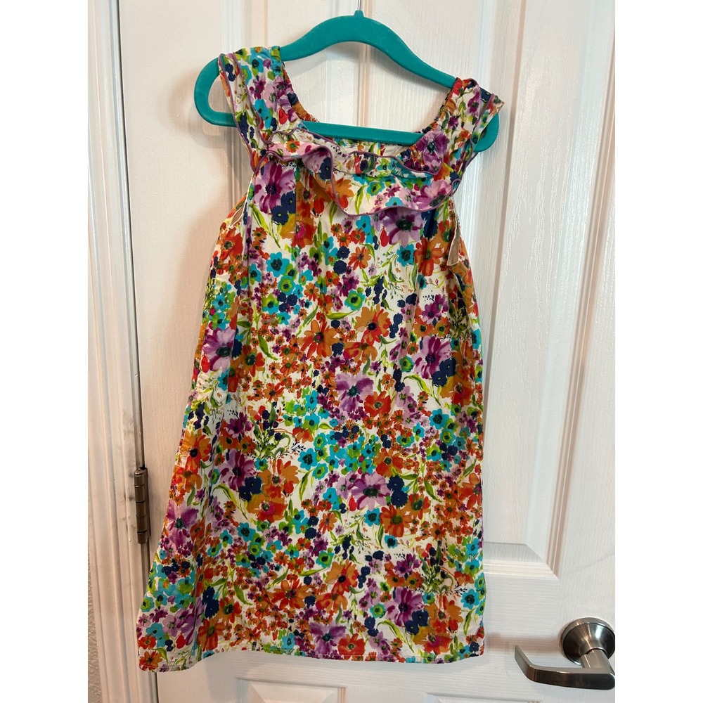 Old Navy Floral Dress‎ Multicolor Ruffle Neck Flutter Sleeve Button Back 5T Kids